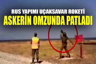 Rus yapımı uçaksavar roketi askerin omzunda patladı