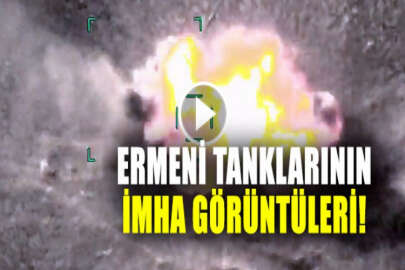 Azerbaycan ordusu, iki Ermeni tankının imha edildiği görüntüleri paylaştı