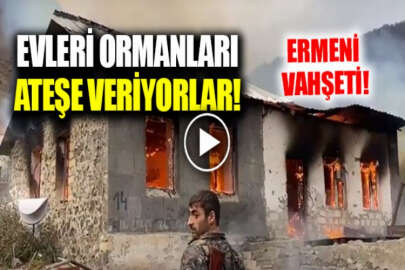 Karabağ'ı terk eden Ermeniler evleri ve ormanları yakıyor