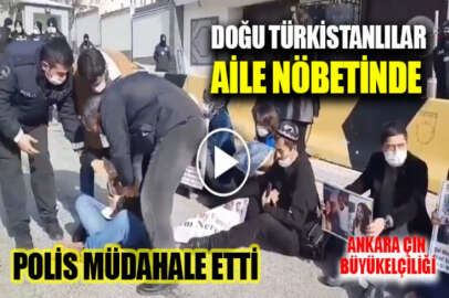 Doğu Türkistanlıların aile nöbeti, Çin'in Ankara Büyükelçiliğine taşındı!