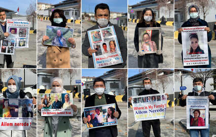 Uygur Türklerinin Ankara'daki aile nöbeti ikinci gününde polis barikatına takıldı