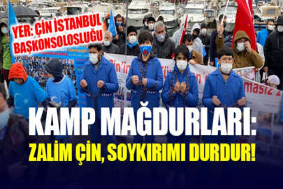 Çin'in İstanbul Başkonsolosluğu önündeki kamp mağdurları: Doğu Türkistan'daki Barın Katliamı'nı unutmadık