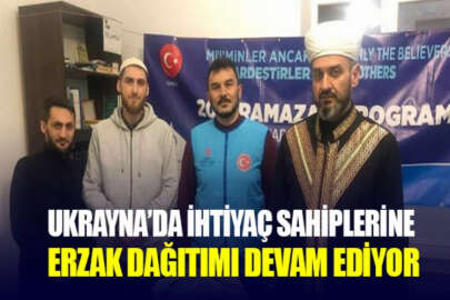 Kırım Müftülüğü ve Türkiye Diyanet İşleri Başkanlığı, Ukrayna'da erzak dağıtımına devam ediyor