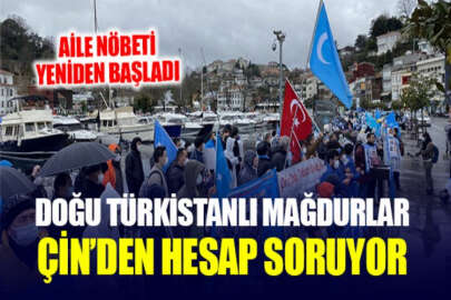 Doğu Türkistanlılar İstanbul'daki aile nöbetine yeniden başladı