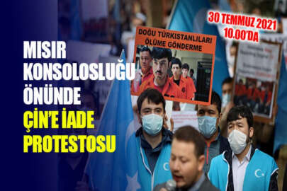 Doğu Türkistanlı aktivistlerden Mısır İstanbul Başkonsolosluğu önünde protesto