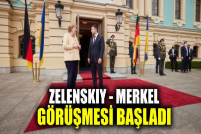 Cumhurbaşkanı Zelenskıy ile Merkel'in Kıyiv'deki görüşmesi başladı