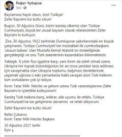 KTMM Başkanı Refat Çubarov'dan 30 Ağustos mesajı