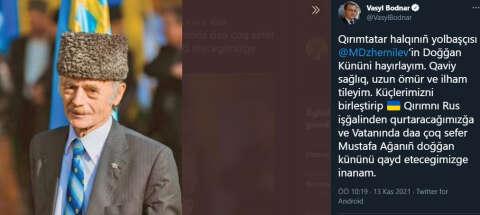 Ukrayna’nın Ankara Büyükelçisi Bodnar'dan Kırımoğlu'na, Kırım Tatarca doğum günü tebriği