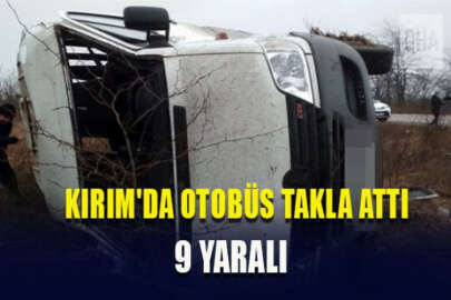 Kırım'da bir yolcu otobüsü takla attı