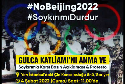 Doğu Türkistan sivil toplum kuruluşlarından 5 Şubat Gulca Katliamı anma ve protesto eylemi