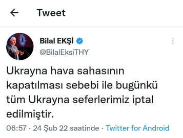 THY, Ukrayna uçuşlarını iptal etti