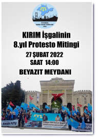 Kırım Derneği İstanbul Şubesi'nden İstanbul Beyazıt'ta Kırım'ın işgalinin 8'inci yılı protesto mitingi