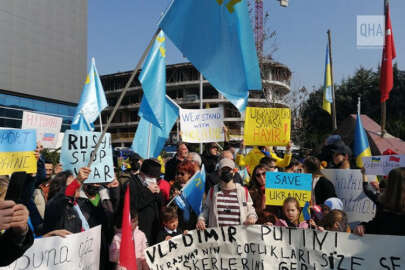 Bursa'da Kırım Tatarları ve Ukraynalılar, Rusya'nın Ukrayna'yı işgalini protesto etti