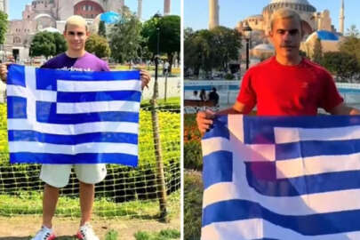 Ayasofya Camii önünde Yunanistan bayraklı provokatif eylem!