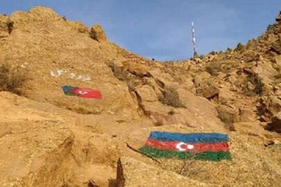 Tebriz dağlarına çizilen Azerbaycan bayrağı silindi!