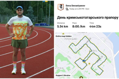 Ukraynalı atletten Kırım Tatar Millî Bayrak Günü'ne özel koşu