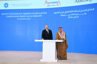 Azerbaycan'da 240 megavat kapasiteli rüzgar enerjisi santrali açıldı